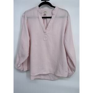 Style & Co. Solid Pink 100% Cotton Tunic Size L Lightweight Casual Stylish